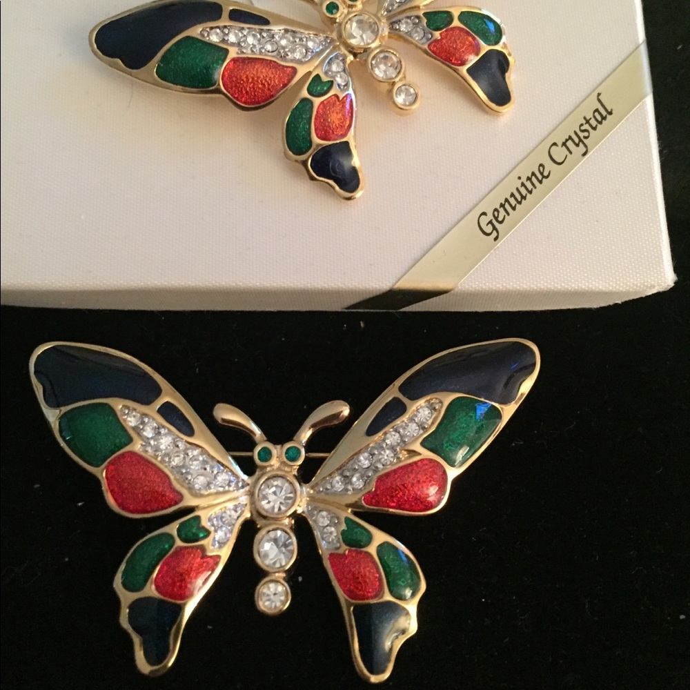 Colorful butterfly pins with crystals